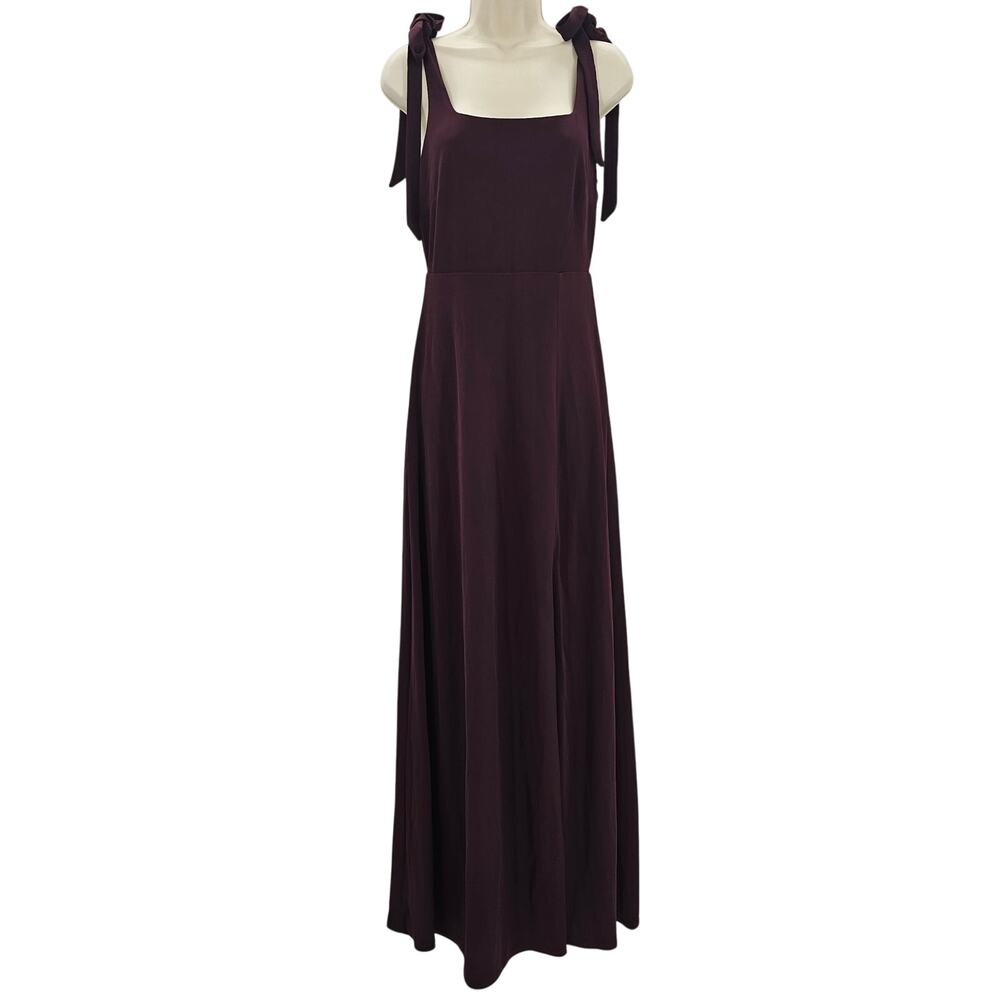 Birdy Grey Womans size S Alex Square Neck Crepe Formal Dress Gown Cabernet NEW